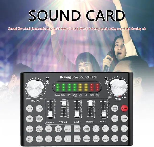 Alt view image 5 of 5 - Bluetooth Webcast Headset Microphone Live Streamer Broadcast Sound Card