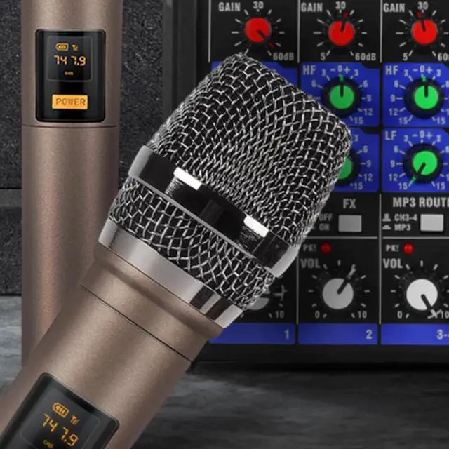 Alt view image 4 of 5 - 4 Channel o Mixer Console with Wireless Microphone Sound Mixing with Bluetooth USB Mini Dj Mixer