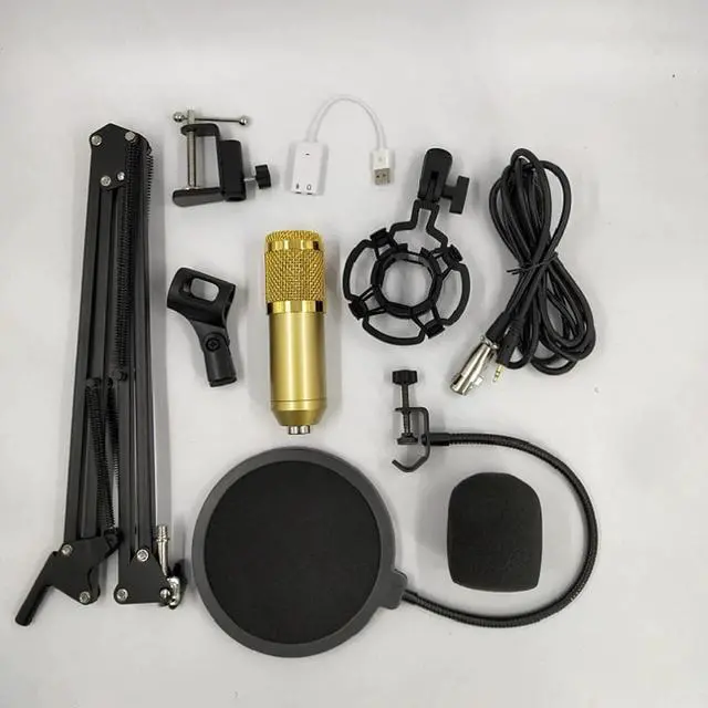 Alt view image 5 of 5 - Microphone Condenser Sound Recording Microphon for Radio Braodcasting KTV Karaoke Mic USB Sound Card Microphone Set