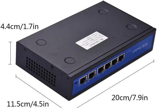 Alt view image 3 of 5 - 4+2BZDN PoE Switch Power 4 Ethernet Port 2 Uplink Ethernet Port 1.2Gbps over Ethernet IEEE 802.3 48V 3A for Cameras Networking