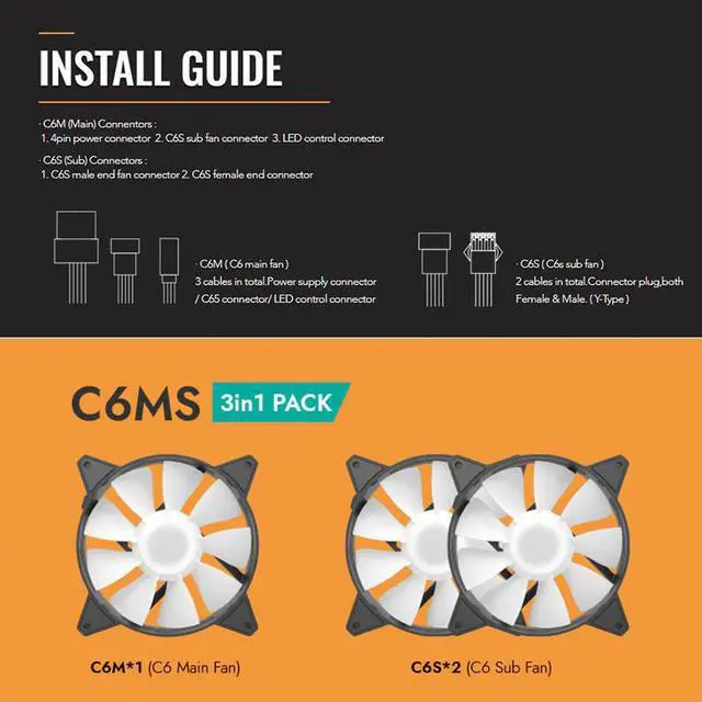 Alt view image 4 of 5 - 120mm Computer RGB PC Case Fan 4pin Desktop Computer Cooler Cooling Fan Silent ARGB PC Fans 3 Pack with free Thermal Grease