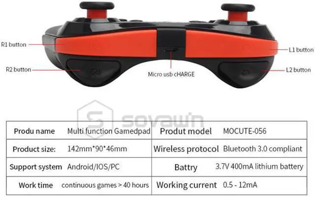Alt view image 2 of 5 - 056 Wireless Gamepad Bluetooth Game Controller With Joystick Tablet Smart VR TV Game Pad Joypad For iOS Android Phones