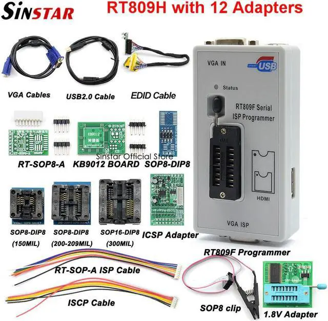 Alt view image 2 of 5 - Serial ISP Programmer Tool +12 Items +1.8V Adapter +SOP8 Test Clip +ISP cable EPROM FLASH VGA ISP