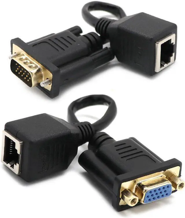 Alt view image 5 of 5 - Sale 0.15 Meters VGA Extender to Lan Cat5 Cat5e RJ45 Converter Ethernet Adapter Cable Black Male Female Extender Adapter