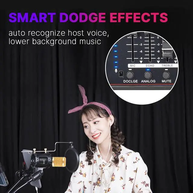 Alt view image 2 of 5 - Interface Sound Card Professional Studio  Microphone External Sound Card With Remote Control For Broadcast Guitar PC