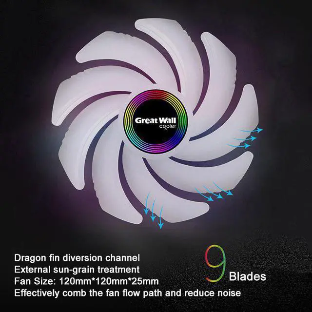 Alt view image 4 of 5 - PC Case ARGB Fan Cooler Kit Aura Sync Cooling Fan 120mm Mute 4pin Hub Computer Case RGB Fan Cooling CPU Cooler For PC