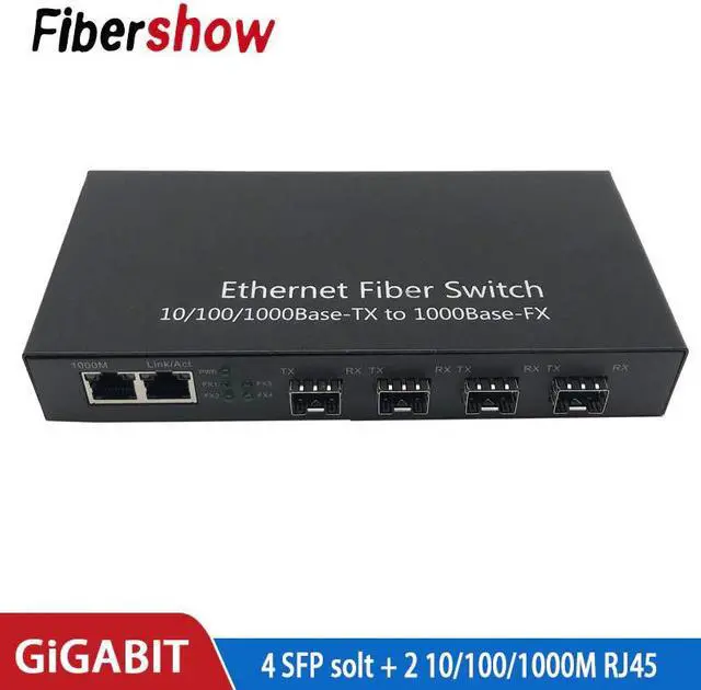 Alt view image 2 of 5 - Ethernet switch Fiber Optical Media Converter 4 sfp  2 RJ45 10/100/1000M UTP fiber Port fiber switch