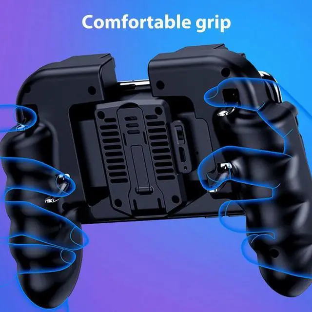 Alt view image 4 of 5 - Trigger Gamepad PUBG 6 Finger Control Cooling Game Controller With Cool Fan Cooler Phone Bracket For IOS Android
