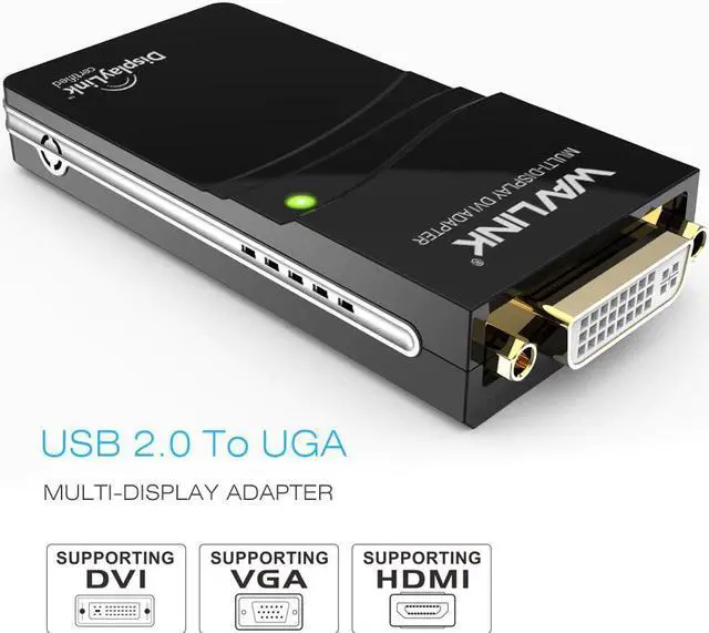 Alt view image 2 of 5 - USB 2.0 to VGA/DVI/ Video Graphic Adapter Multiple Monitors Display to 1920*1080 Extend/Mirror Mode Supports Windows