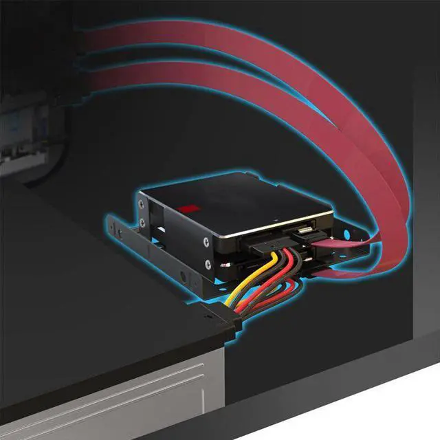 Alt view image 5 of 5 - Bay 2.5 to 3.5 Inch External HDD SSD Metal Mounting Kit Hard Drive Adapter Bracket with SATA Data Power Cables &Screws