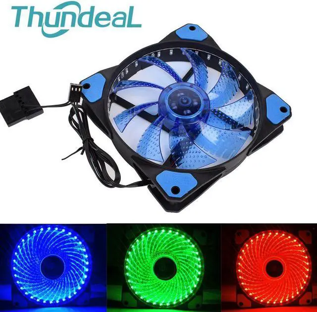 Alt view image 2 of 5 - Silent 33 LEDs Cooling PC Fan 120mm PC Computer Case Fan Heatsink Cooler 16dB with Anti-Vibration Rubber FAN 9 Blade