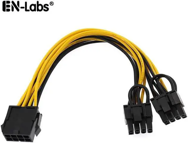 Main image of 20CM pc power supply CPU Molex 8 pin to 2 PCI-e 8 (6+2) pin pci express graphics card connectors internal cable Power splitters