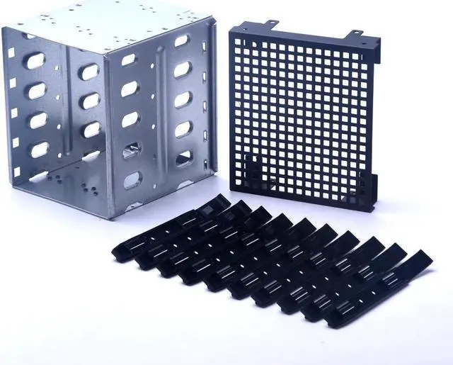 Alt view image 3 of 5 - 5.25" to 5x 3.5" SAS SATA HDD Hard Drive Cage Rack for Computer with Fan Space PC Supplies Stainless Steel Tray Caddy Adapter