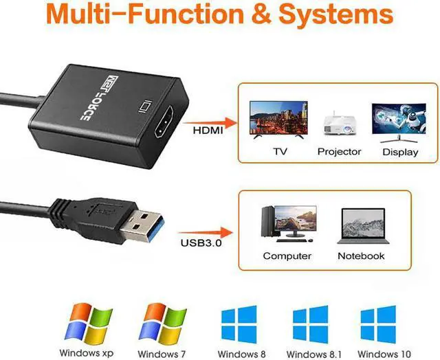 Alt view image 4 of 5 - 3.0 to DVI Video graphic Converter Adapter HD1080P to Cable Multiple Monitors for Windows XP 10 8 8.1 7 Laptop