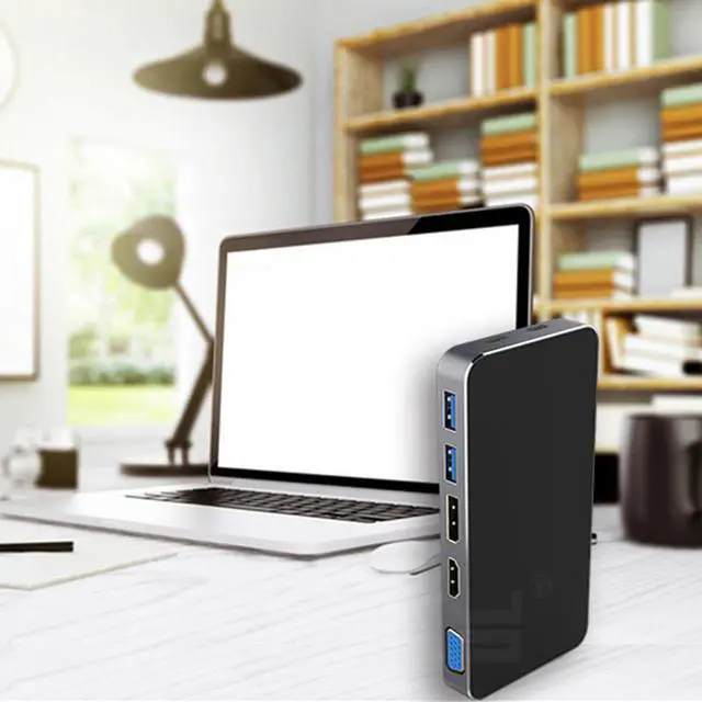 Alt view image 3 of 5 - Thunderbolt3 USB-C USB 3.1 to Displayport VGA  USB HUB and Dual Type-C female power adapter for laptop