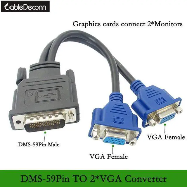 Main image of graphics server DMS59 pin to double VGA cable one point two double screen vga display adapter cable