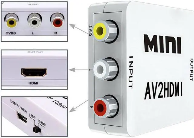 Alt view image 4 of 5 - 1pcs Mini Composite 1080P  To RCA Audio Adapter Component Converter Video Adapter RGB Color Difference Component Connector