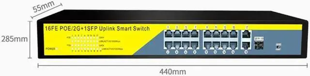 Alt view image 2 of 5 - 16Port POE Network Switch Gigabit 48V POE Switch RJ45 Hub LAN Splitters 10/100/1000Mbps Switcher ,Plug and Play ,Easy Setup