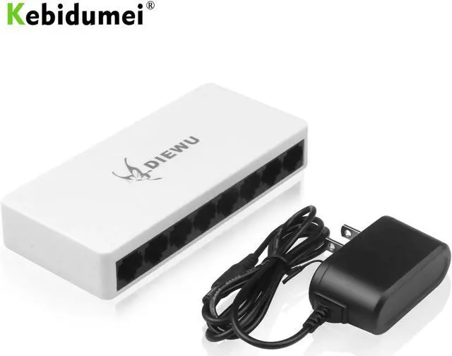 Alt view image 2 of 5 - High Performance Mini 8 ports Network Switch 10/100Mbps Fast LAN Ethernet Network Switch Adapter + Power Supply