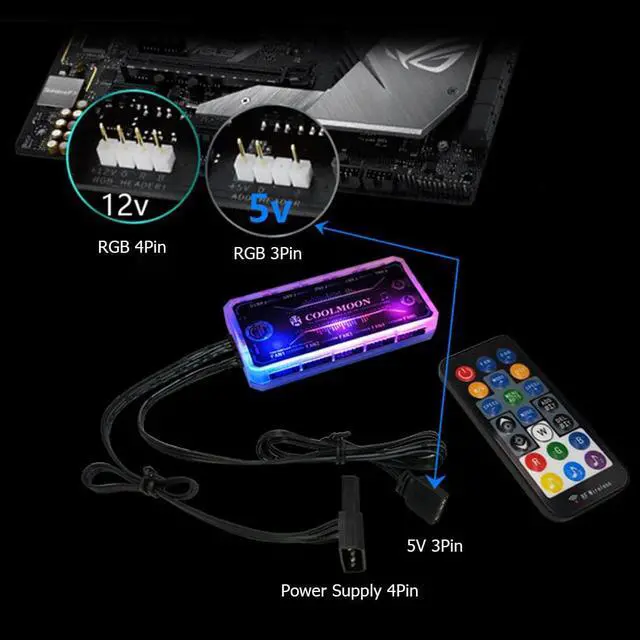 Alt view image 4 of 5 - Fan Controller 12cm Remote Control Computer Case 12V PC Cooling Chassis Fan Computer Water Cooling System Waterblock