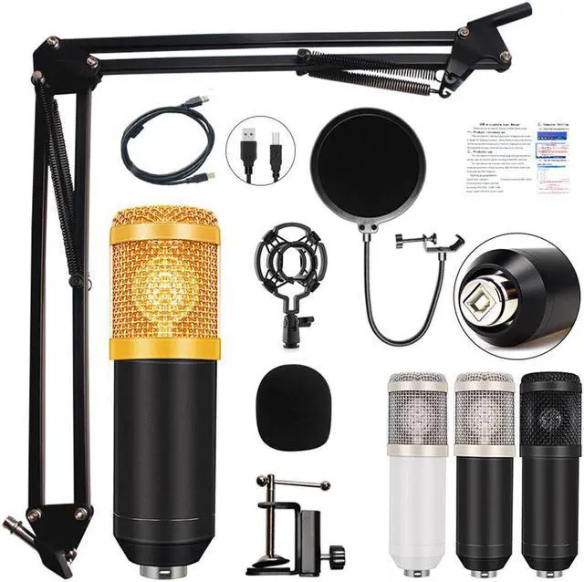 Alt view image 2 of 5 - USB Condenser Microphone Kits for Karaoke Computer Microphone for Sound Studio Recording BM 800 PC Microfone Gamer