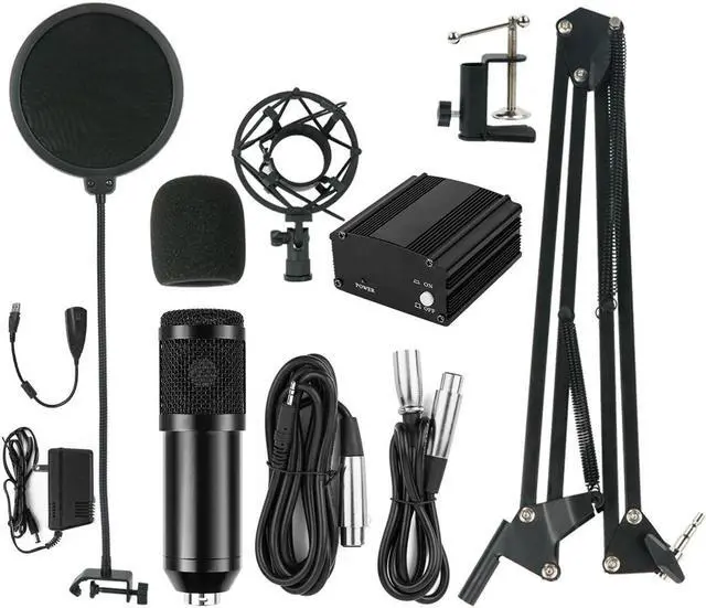 Alt view image 2 of 5 - Metal USB Condenser Microphone Recording Microphone Karaoke Microphone for PC Laptop Studio Recording Mic With Sound Card