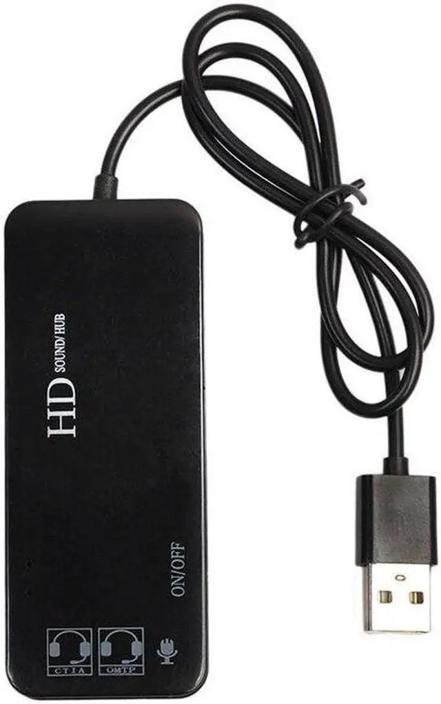 Main image of 3 Port Usb 2.0 Hub External 7.1Ch Sound Card Headset Microphone Adapter For Pc Black