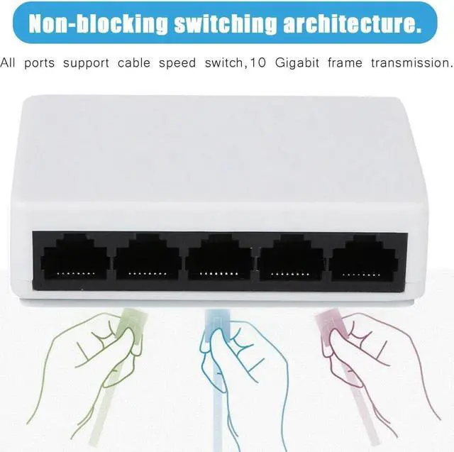 Alt view image 2 of 5 - 10/100 Mbps 5 Ports US/EU Plug Fast Ethernet Network Switch Hub Splitter Adapter