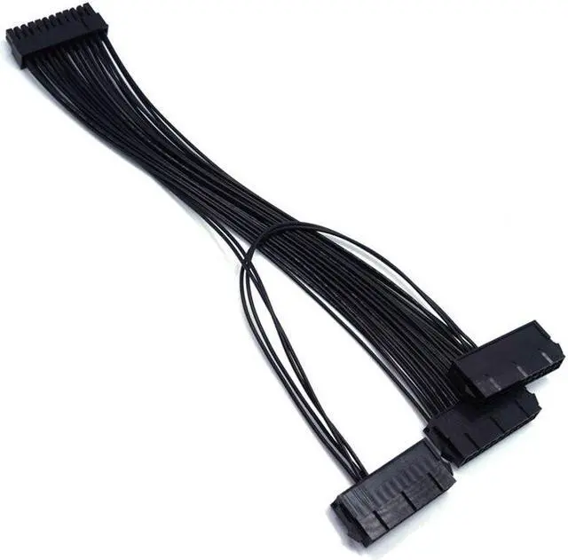 Alt view image 3 of 5 - 24Pin Dual PSU Power Extension Cable PC Three Power Supply Synchronization Cable Connector 12.6 Inches / 32cm