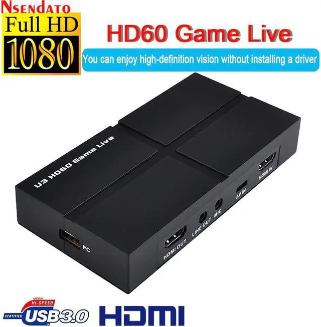 Main image of 1080P 60 USB 3.0  AV Video Capture Card Drive Free Plug & Play Full HD PC Game Recording Live Streaming Broadcast