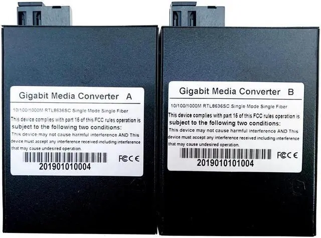 Alt view image 4 of 5 - FTTH 1 Pair Gigabit Fiber Optical Media Converter 10/100/1000Mbps Single Mode Single Fiber 20KM Chipset RTL8213B
