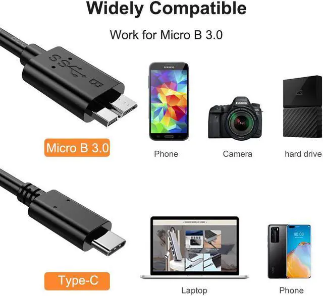 Alt view image 2 of 5 - B USB C 3.0 Cable 5Gbps External Hard Drive Disk HDD Cable for  S5 Note3    HDD Data USB3.1 Cables