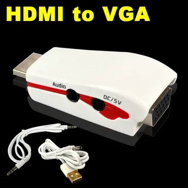 Alt view image 3 of 5 - HDMI to VGA Adapter Male to Female Conversion Connector 1080P for Tablet Laptop HDTV DVD with 3.5mm audio Cable USB Power Cable