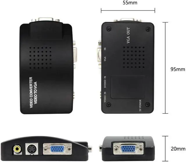 Alt view image 3 of 5 - S-video composite RCA Video Converter Convertor Box AV RCA CVBS to VGA Video Converter Conversor for to PC HDTV Converte