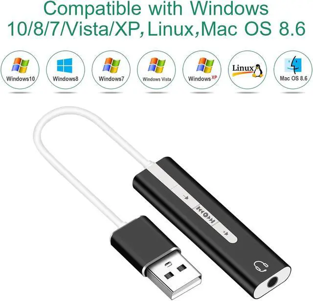 Alt view image 5 of 5 - 2 IN 1 USB External Sound Card USB C / USB 3.0 to 3.5mm Jack Audio Microphone Headphone Adapter for Macbook PC Laptop Sound Card