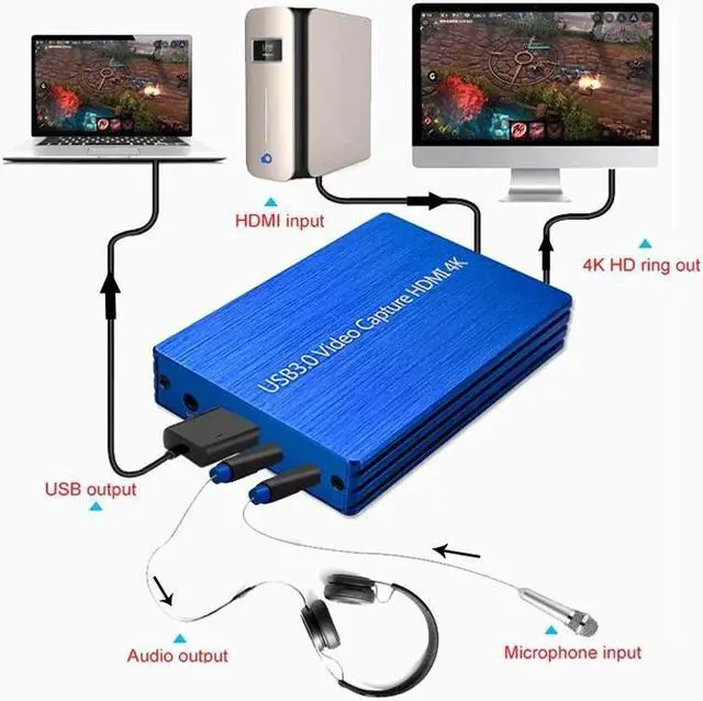 Alt view image 2 of 5 - 1080P 60fps MI Audio Video Capture Card MI To USB 3.0 Game Live Streaming Broadcast Recording Plate Mic Input 4K Loop Out