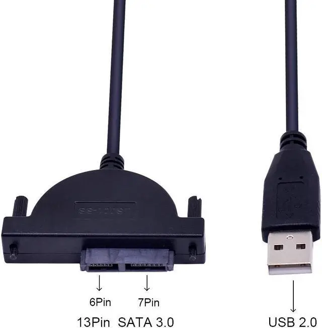 Alt view image 3 of 5 - LED Indicator USB 2.0 to 7+6 13Pin Mini SATA II Cable Adapter for Notebook CD-ROM DVD-ROM for HDD Caddy Slimline Drive