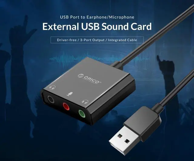 Alt view image 7 of 7 - USB External Sound Card with Headset Port Microphone Port Jack 3.5mm Adapter Mute Switch Volume Adjustment Free