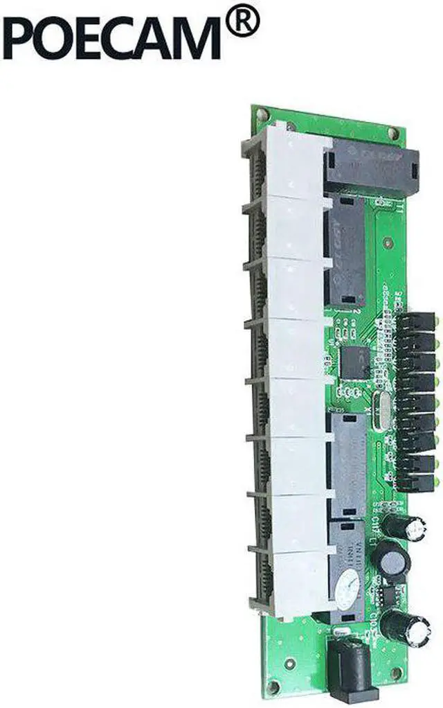 Main image of Mini 8 Port Fast Network Ethernet Switch Module RJ45 90 degree or 180 degree 2 Type LED Board PCBA