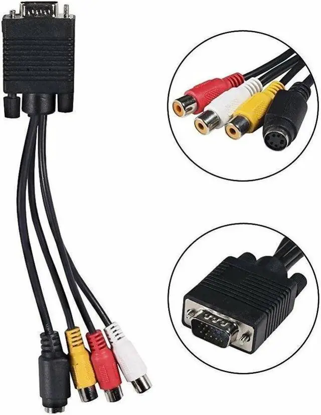 Alt view image 3 of 5 - Male to S-Video 3 RCA Jack Female Composite AV TV Out Adapter Converter Connector Video Cable for Laptop PC HDTV
