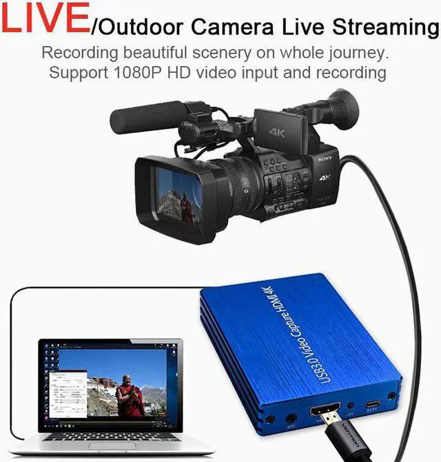 Main image of 4K USB 3.0 Video Game Capture Card for Live Stream Broadcast Box Game Capture Box