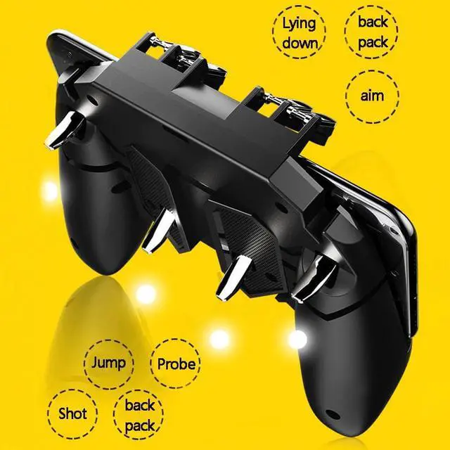 Alt view image 2 of 5 - R11 PUBG Mobile Controller Turnover Button Gamepad for IOS Android Six 6 Finger Operating Peripherals Pubg Trigger