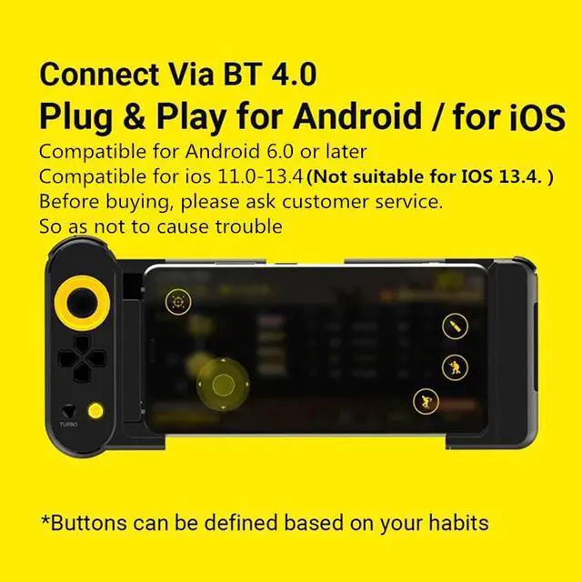 Alt view image 3 of 5 - PG-9167 Wireless Bluetooth PUBG Smart Mobile Phone Game Controller Gamepad Joystick Support for IOS Android Ipad Tablet PC