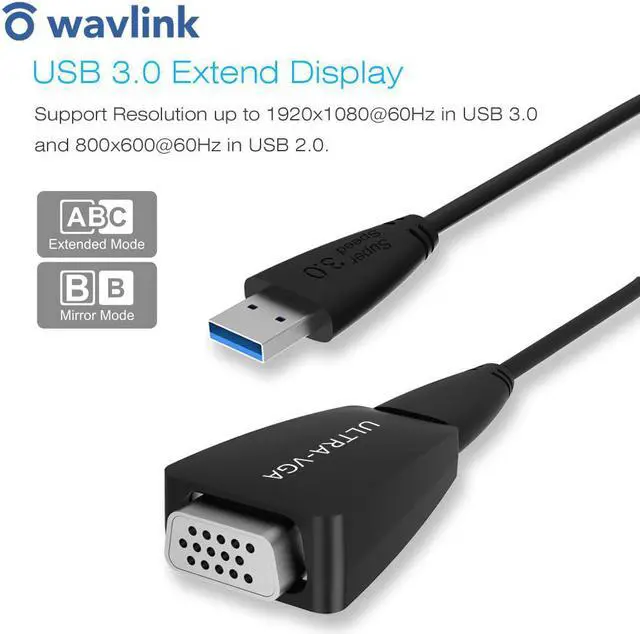 Main image of USB 3.0 to VGA Adapter Converter Cable Video Graphics UGA Display Card HD 1920x1080 for PC Laptop Windows
