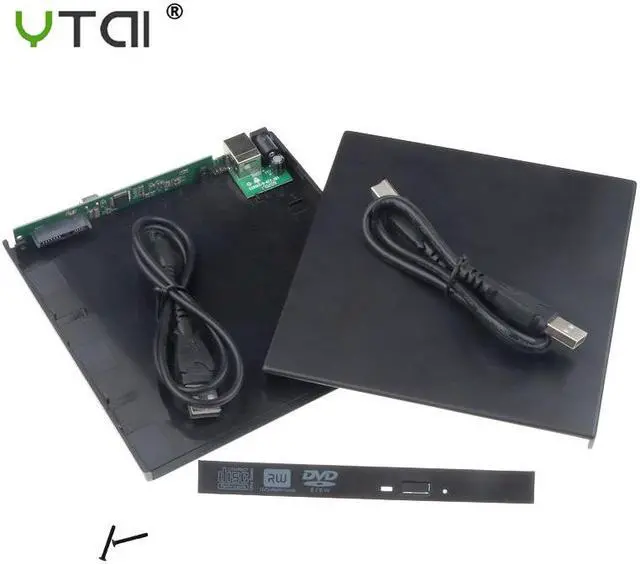 Alt view image 4 of 5 - 9.5mm USB 2.0 External DVD/CD-ROM Case For Laptop Desktop PC Optical Disk Drive SATA To SATA External DVD Enclosure