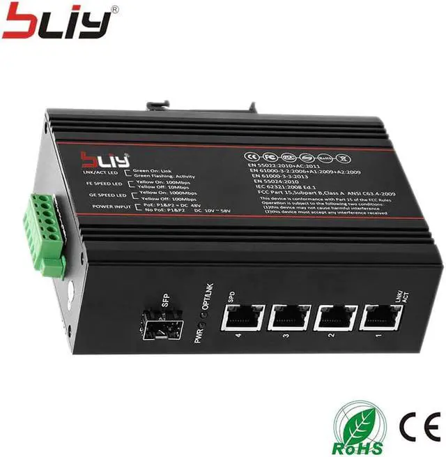Alt view image 7 of 7 - 1GX4GT Hot 5 port industrial switch gigabit media converter 1 fiber sfp switch with t price mikrotik gigabit switch