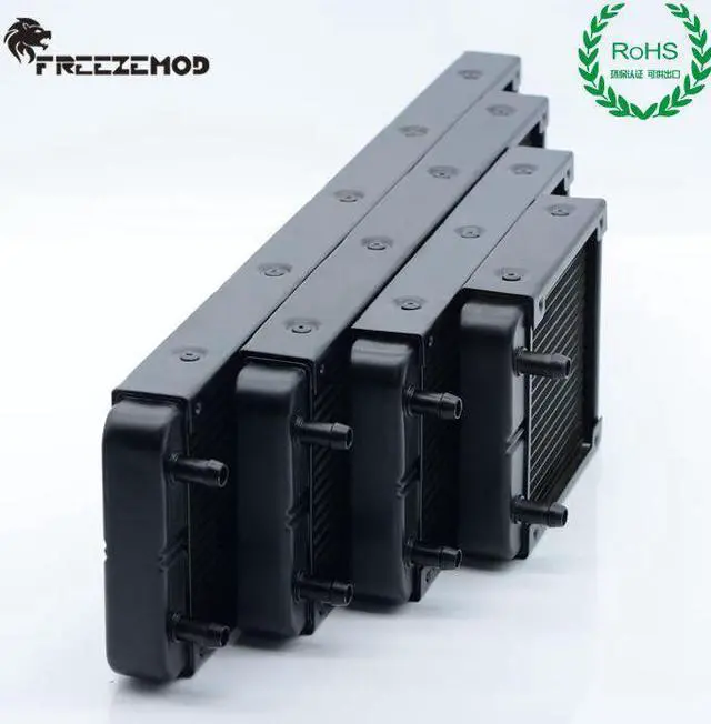 Alt view image 4 of 5 - Aluminum Radiator 32mm Thickness 90/120/240/360/480mm G1/4 Thread Port Pagoda Connector ROHS Water Cooler HeatSink
