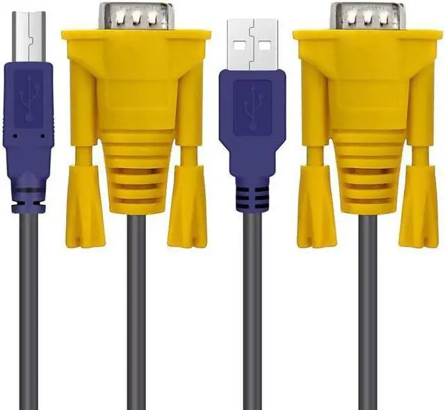 Alt view image 5 of 5 - 1.5M USB KVM 15 Pin Switch VGA Cable for USB 2.0 Type A To B 4Pin PC Computer Printer Monitor Adapter Converter