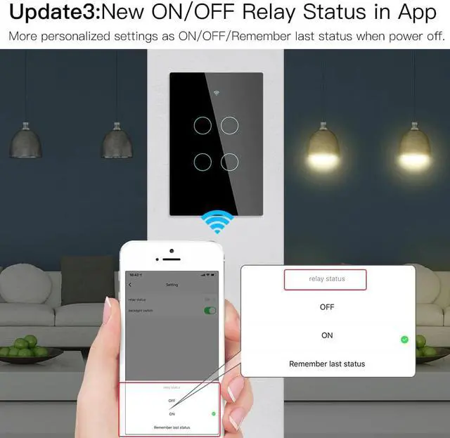 Alt view image 4 of 5 - Smart touch switch Light switch WIFI network connection App smart Voice control Compatible with Alexa/ Google Home