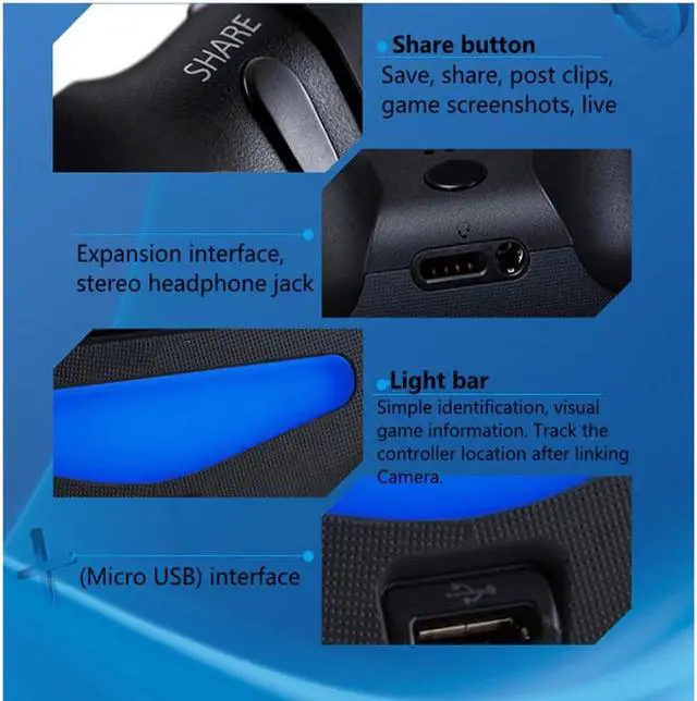 Alt view image 5 of 5 - For PS4 Controller Bluetooth Wireless Controller Remote Control Gamepad For PC Phone Game Controller Joystick PS4 Dualshock 4